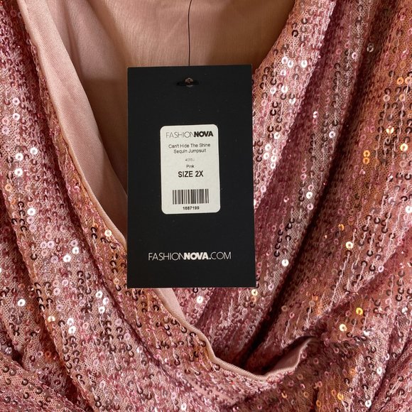 Fashion Nova Pink Sequin Jumpsuit - Picture 4 of 4